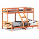 vidaXL Lit superposé 80x200/140x200 cm cire marron bois de pin massif