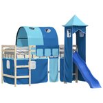 vidaXL Rideaux pour lit mezzanine avec tunnel et tour bleu