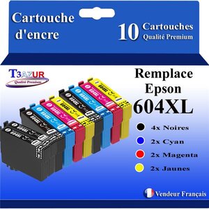 10x Cartouches compatibles avec Epson 604 XL pour Epson Expression Home XP-2200 XP-2205 XP-4200 XP-4205 XP-3200 XP-3205 Workforce WF-2930 WF-2950 WF-2910 WF-2930DWF