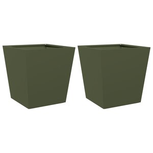 vidaXL Jardinières 2 Pièces vert olive 40x40x40 cm acier