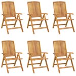 vidaXL Chaises de jardin inclinables lot de 6 bois massif de teck