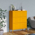 vidaXL Armoire à tiroirs Jaune moutarde 80x35x101 5 cm Acier