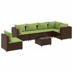 vidaXL Salon de jardin avec coussins 7 Pièces marron résine tressée