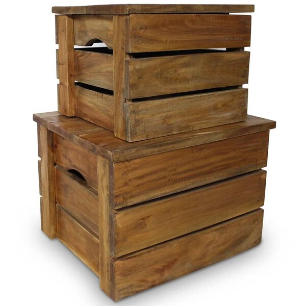 vidaXL Jeu de caisse de rangement 2 Pièces Bois de récupération massif