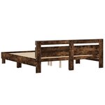 vidaXL Cadre de lit avec tête de lit et LED chêne fumé 180x200 cm