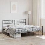 vidaXL Cadre de lit métal avec tête de lit/pied de lit noir 183x213 cm