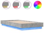 vidaXL Cadre de lit avec lumières LED gris béton 75x190 cm
