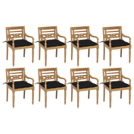 vidaXL Chaises Batavia avec coussins 8 Pièces Bois de teck solide