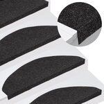 vidaXL Tapis d'escalier autocollants 15 Pièces 65x22 5x3 5 cm Noir