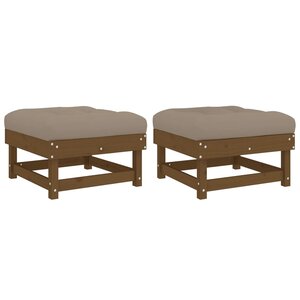 vidaXL Repose-pieds de jardin coussins lot de 2 marron miel bois pin