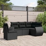 vidaXL Salon de jardin 5 Pièces avec coussins noir résine tressée
