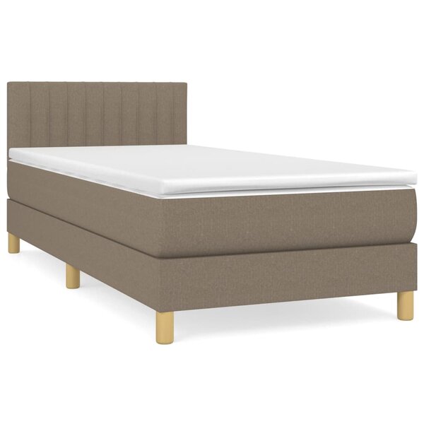 vidaXL Sommier à lattes de lit avec matelas Taupe 90x200 cm Tissu