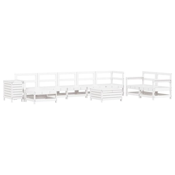 vidaXL Salon de jardin 10 Pièces blanc bois de pin massif