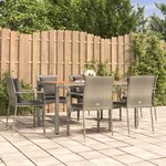 vidaXL Ensemble à manger jardin et coussins 7 Pièces gris rotin