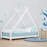Lit Tipi enfant bois massif naturel 80 x 160 cm