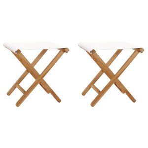 vidaXL Chaises pliables lot de 2 Bois teck solide et tissu Blanc crème