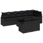 Set Canapé Jardin 9 Pièces Coussins Beige Poly Rattan