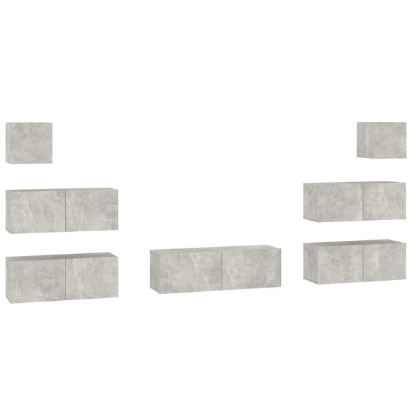vidaXL Ensemble de meubles TV 7 Pièces Gris béton Bois d'ingénierie