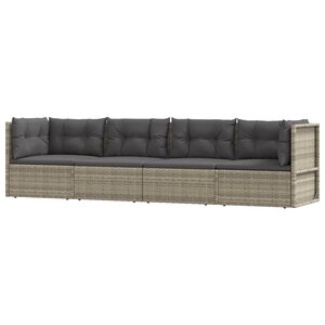 vidaXL Salon de jardin 4 Pièces avec coussins Gris Résine tressée