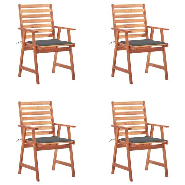 vidaXL Chaises à manger d'extérieur lot de 4 et coussins Acacia massif