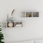 vidaXL Étagères murales 2 Pièces Gris béton 75x18x20 cm bois d'ingénierie