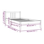 vidaXL Cadre de lit Marron miel Bois massif 90x200 cm