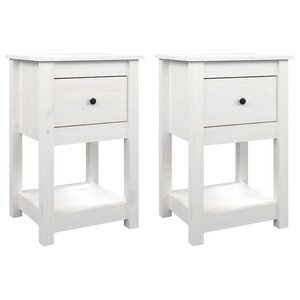vidaXL Tables de chevet 2 Pièces Blanc 40x35x61 5 cm Bois de pin massif