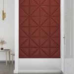 vidaXL Panneaux muraux 12Pièces Rouge bordeaux 30x30 cm Similicuir 0 54m²