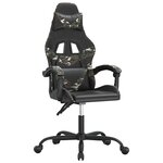 vidaXL Chaise de jeu pivotante Noir et camouflage Similicuir