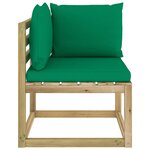 vidaXL Canapé d'angle de jardin avec coussins Bois imprégné de vert