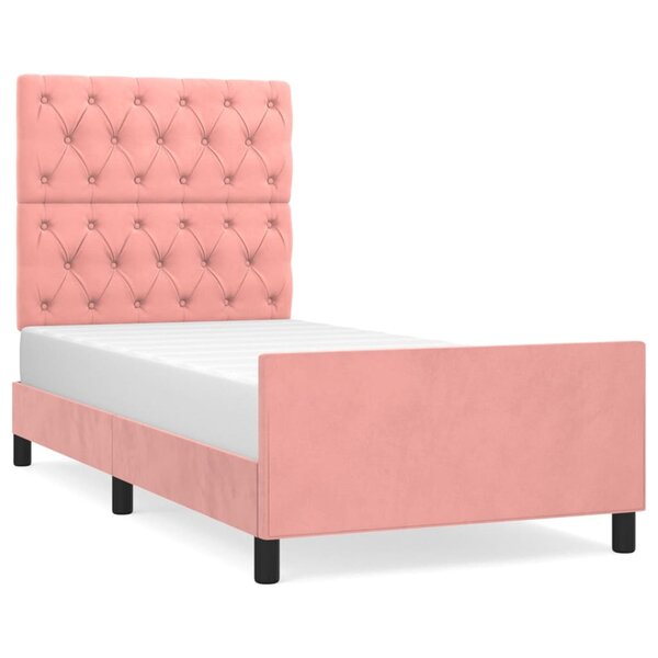 vidaXL Cadre de lit avec tête de lit Rose 80x200 cm Velours