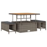 Ensemble de canapé de jardin 13 pièces avec coussins gris rotin acacia