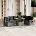 vidaXL Salon de jardin 9 Pièces avec coussins gris résine tressée
