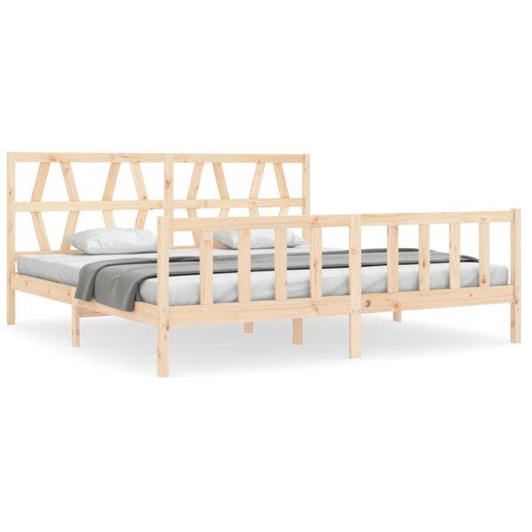 vidaXL Cadre de lit avec tête de lit 200x200 cm bois massif