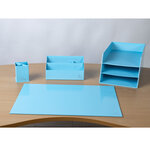 Corbeille À Courrier Combo 3 Niveaux Carton Aquarel - Bleu Pastel - X 4 - Exacompta
