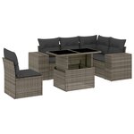 vidaXL Salon de jardin 6 Pièces avec coussins gris résine tressée