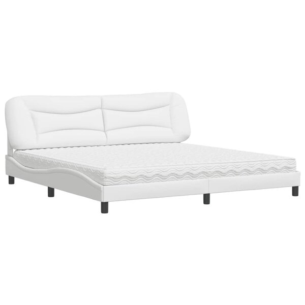 vidaXL Lit avec matelas blanc 200x200 cm similicuir