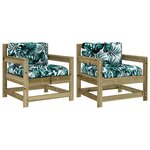 vidaXL Chaises de jardin avec coussins lot de 2 bois de pin imprégné