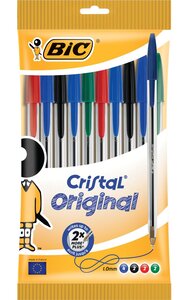 set de 10 Stylos à bille Cristal Medium couleur assorti 0 4 mm BIC