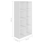 vidaXL Bibliothèque/Buffet Blanc brillant 66x30x130 cm Bois ingénierie