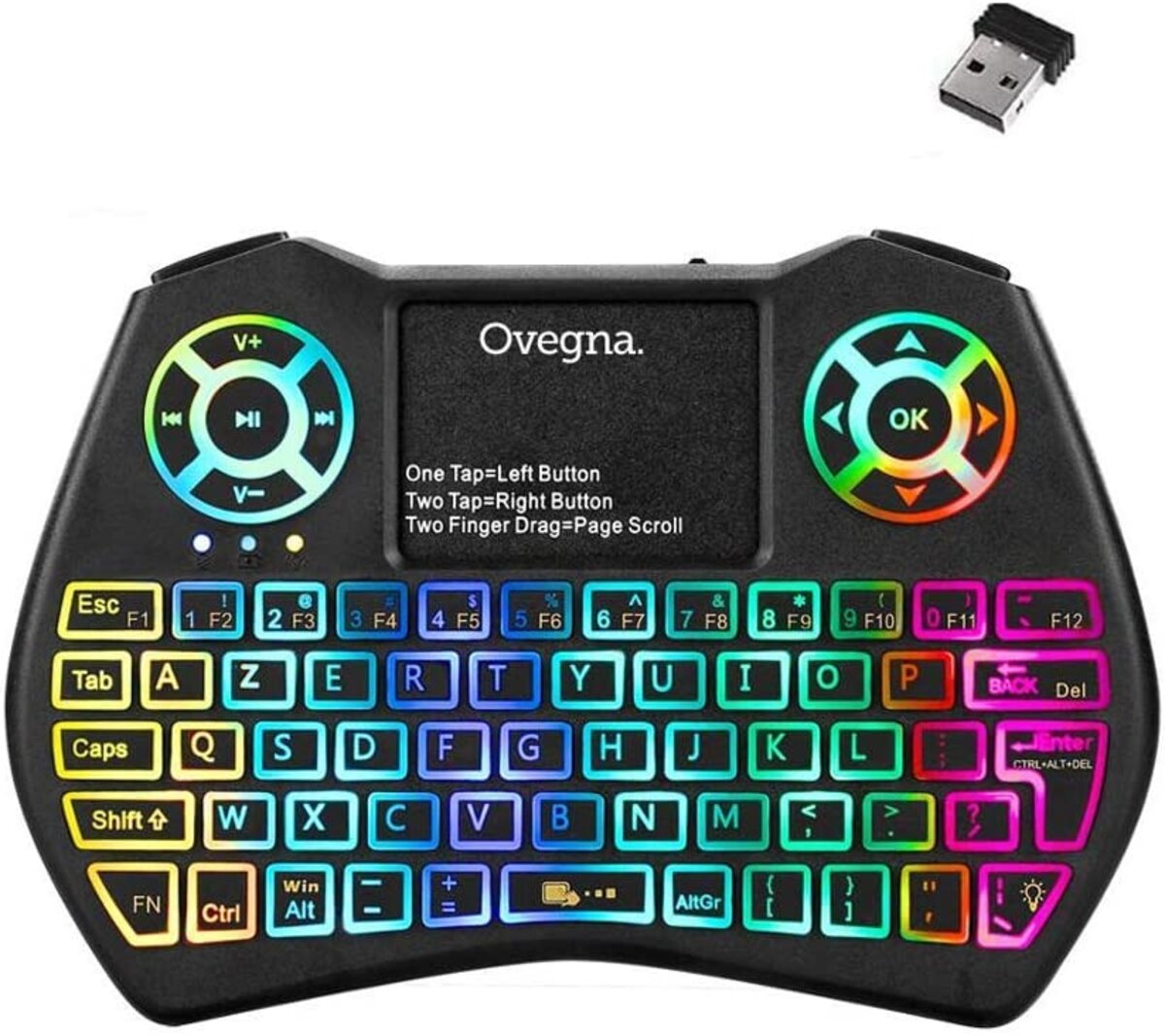 version rétro-éclairée) ovegna h9i: mini clavier qwerty sans fil  rétro-éclairé h9i sans fil avec pavé tactile pour smart tv pc mini consoles  pi banane raspberry pi boîtier tv android kodi windows 8/7/10 