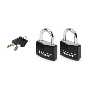 Lot de 2 Cadenas à Clé en Aluminium Massif recouvert de Vinyle noir 4 x 5 9 x 1 3 cm