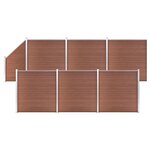 vidaXL Ensemble de clôture WPC 6 Carré + 1 Incliné 1138x186 cm Marron
