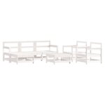 vidaXL Salon de jardin 7 Pièces Blanc Bois de pin massif