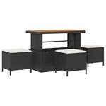 Ensemble de Canapé de Jardin 9 Pièces avec Coussins Noir Rotin Poly Acacia