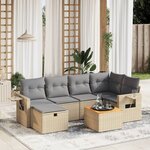vidaXL Salon de jardin avec coussins 7Pièces mélange beige résine tressée