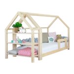 Lit cabane avec étagère 120 x 190 verni