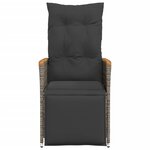 vidaXL Chaise inclinable de jardin avec coussins gris résine tressée