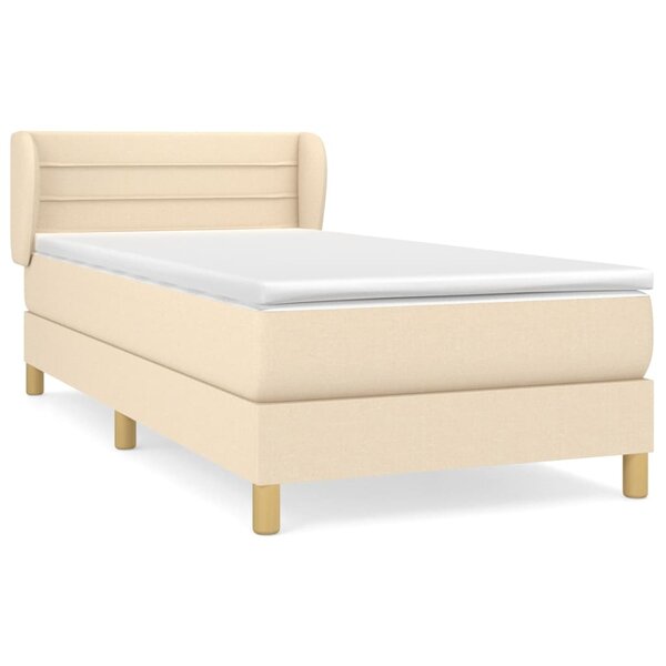 vidaXL Sommier à lattes de lit avec matelas Crème 100x200 cm Tissu