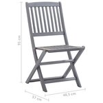 vidaXL Chaises pliables d'extérieur lot de 2 et coussins Bois d'acacia